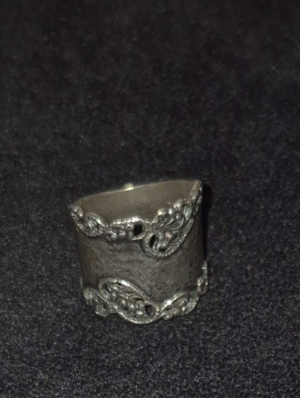Or Paz Silver Ornate Wide Band Ring
